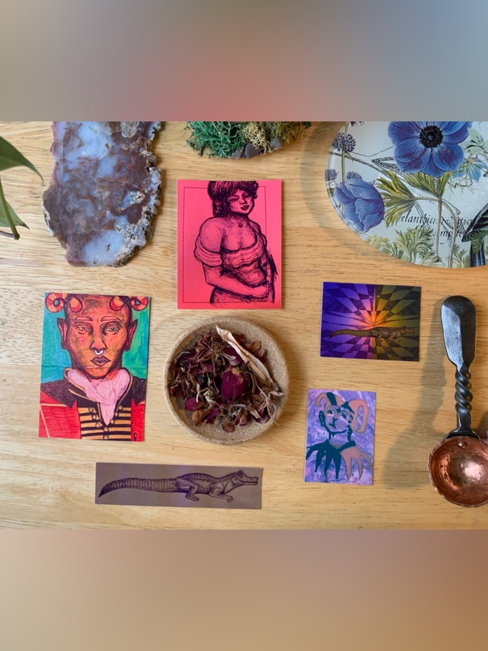 Art Sticker Set (x5), Medium Glossy Original Art Stickers, Independent Artist